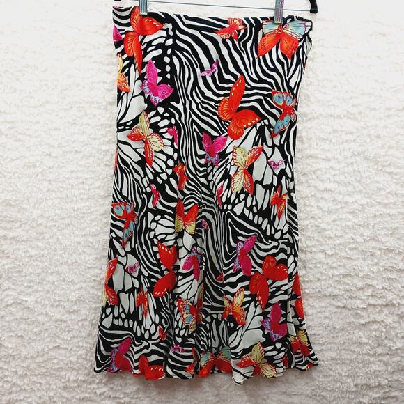 Skirt Midi Ceduxion Zebra Butterfly Orange Pink Midi Boho Y2K Whimsycore Size L - Picture 1 of 12
